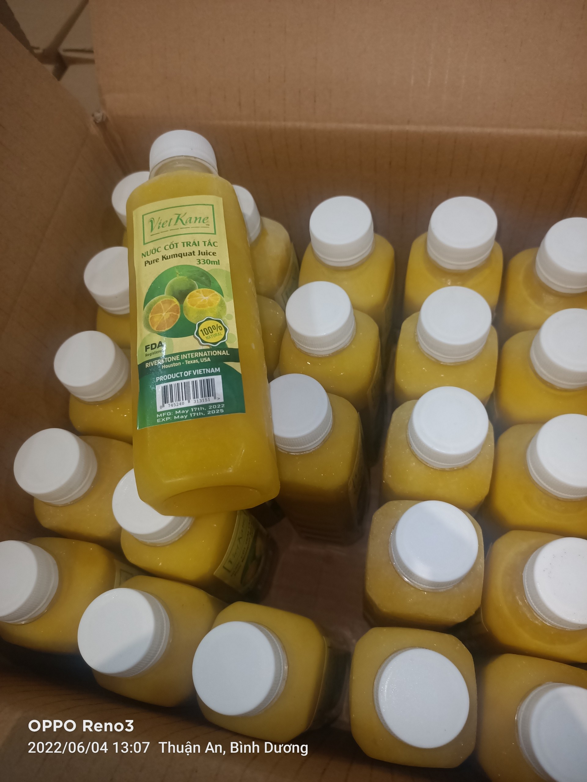 Nước tắc cấp đông đóng chai