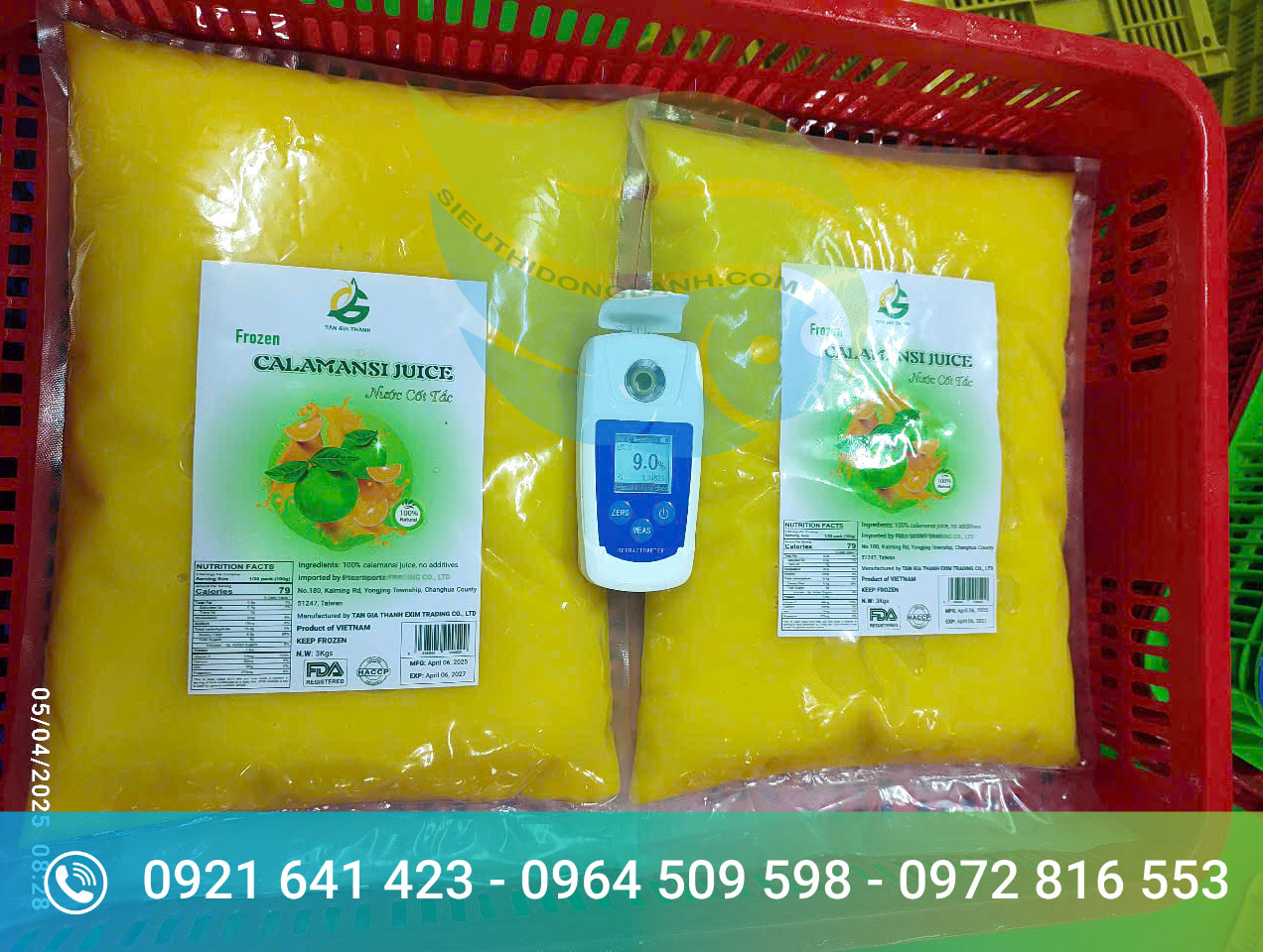 Nước ép tắc sạch cấp đông xuất khẩu cho thị trường Hàn Quốc